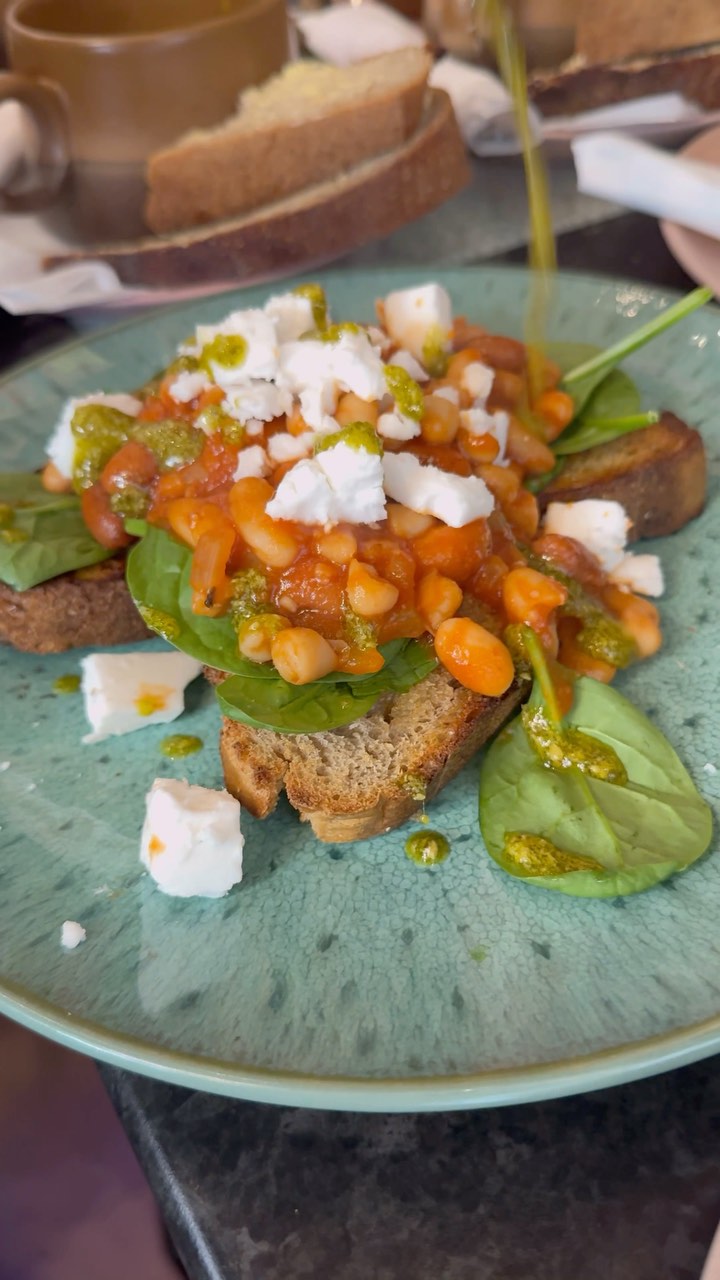 Baked beans on toasted sourdough